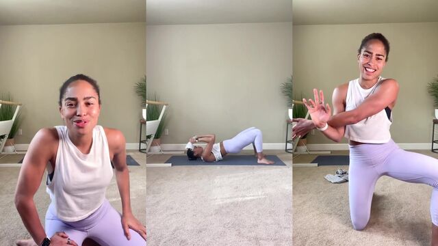Yoga feet action with Nina Flexing Her Soles in Black Leggings