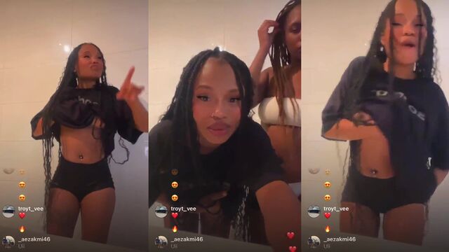 A girl accidentally shows her nipples during an IG Live broadcast