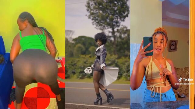 A sexy ebony girl with a slim big ass from Kenya
