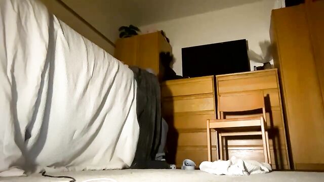 A cute girl caresses me while undressing, not stopping for a second
