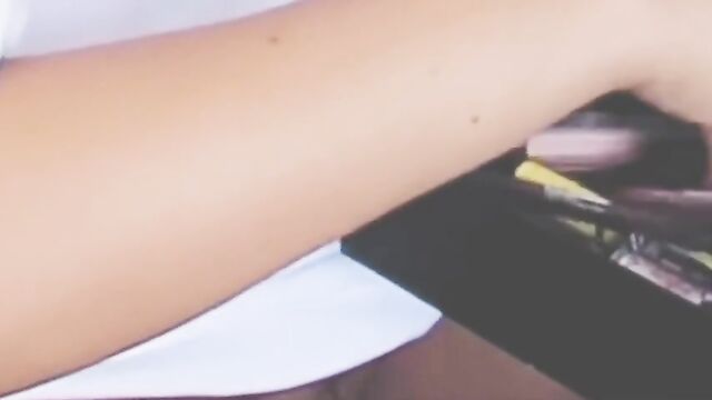 The short skirt of Misha Grimes flew up and showed her pussy slip