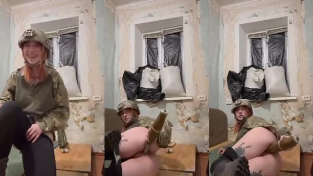A girl sat on the missile in the middle of the war