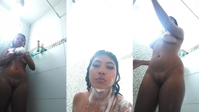 A babe taking a bath and showing her body