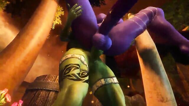 A horse cock orc is fucking a futa in this sexy scene