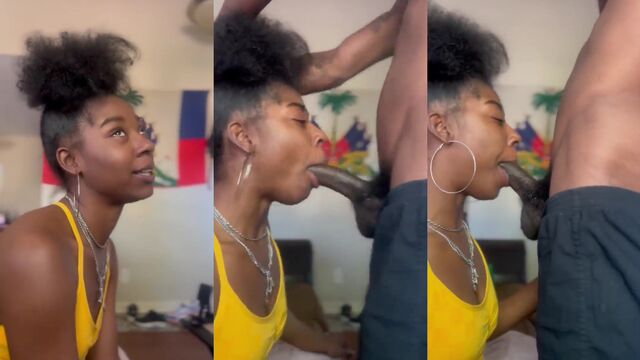 She takes her time with the Haitian guy who loves to please