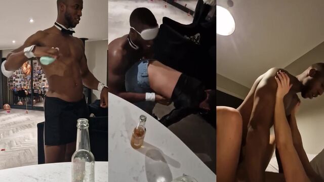 A stripper with a big black cock fucked a girl after the party
