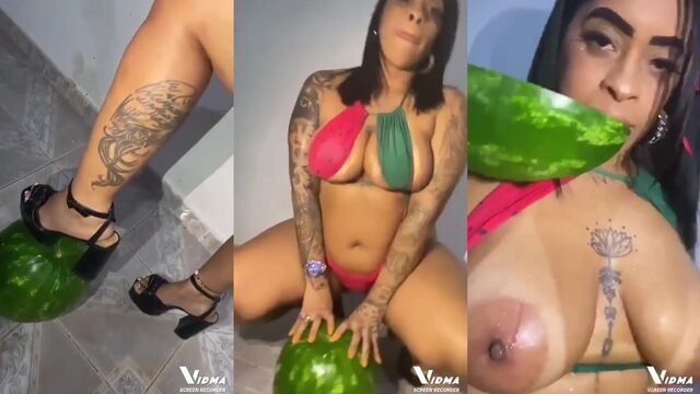 Brazilian babe Marcelly Mello gets her pussy railed on the bed in steamy action