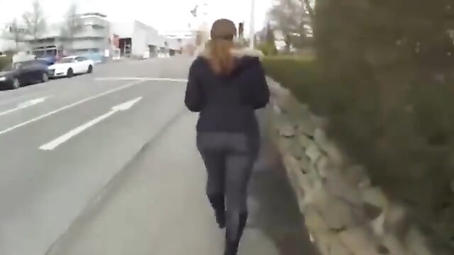 Sabine, the sexy brunette with a great ass, enjoys herself