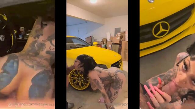 A tatted girl is having fun with her boyfriend