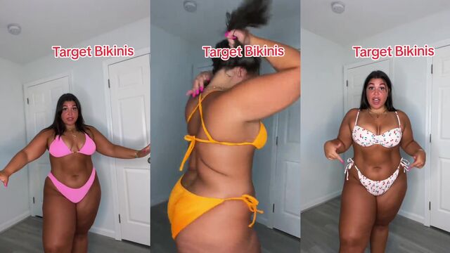 Hot try-on bikini haul with sexy girls in micro bikinis