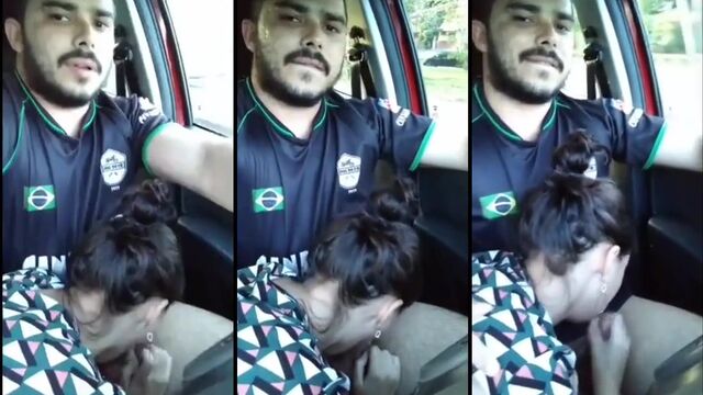 A girl is paying for the ride with her mouth