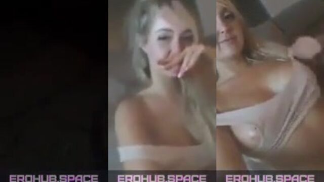The drunk girl is showing her boobs and undressing on the camera
