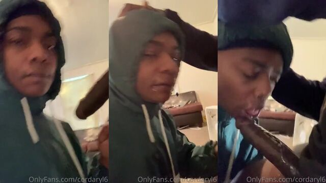 A hung top gives a sloppy blowjob to his DL roommate