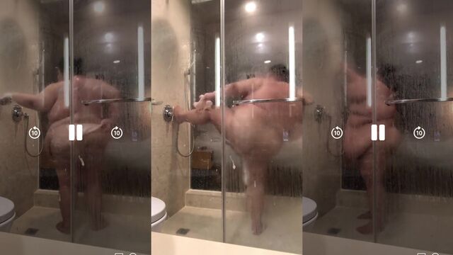 A fat ssbbw feedee gets cleaned and fucked in the shower