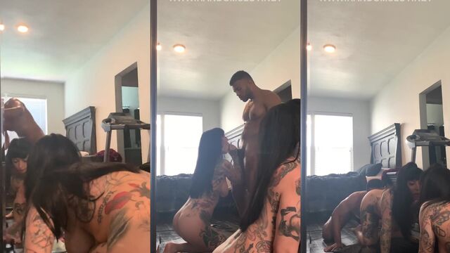 A woman with a big mouth is asking for cock