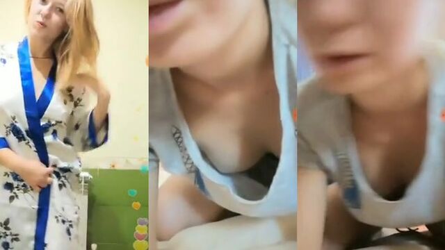 Russian beauty accidentally shows her tits while playing, it's very sexy