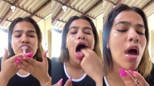 Compilation of hot Stéfanny Ribeiro with a long tongue, showcasing her skills
