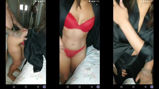 Busty putinha enjoying herself in a daring act