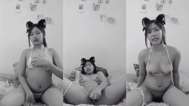 Horny Asian cuties in a steamy black and white edition scene