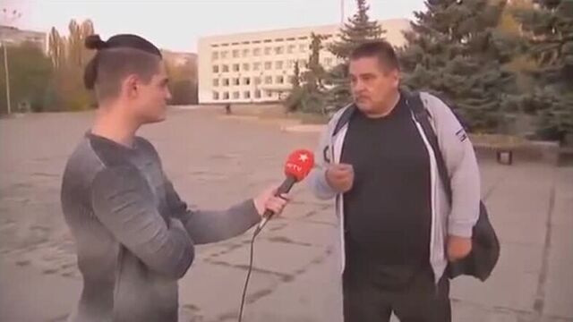 Мужик из Рубежного, что на Луганщине, заткнул за пояс журналиста украинского телеканала ICTV