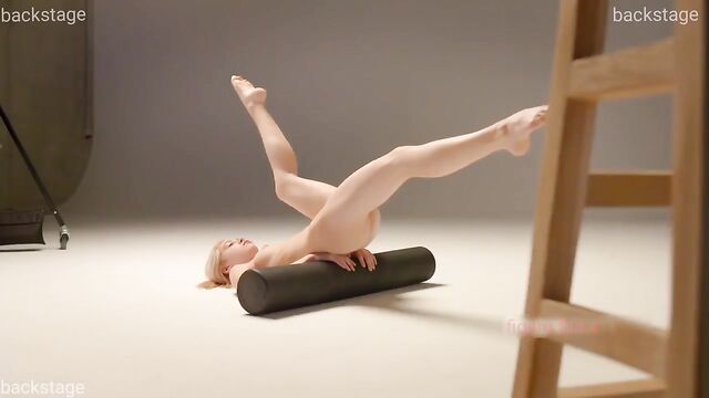 A blonde is having fun during a hot photoshoot