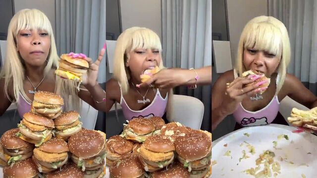 The Pinky Doll eating