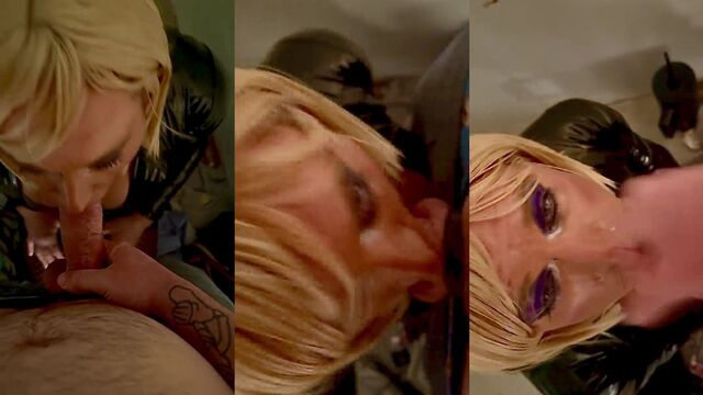 Sissy maid gets fucked and cummed on in latex
