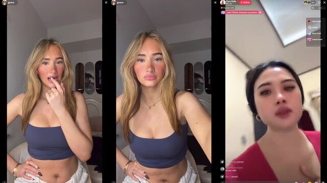 TikTok live streaming with a cock bulge show