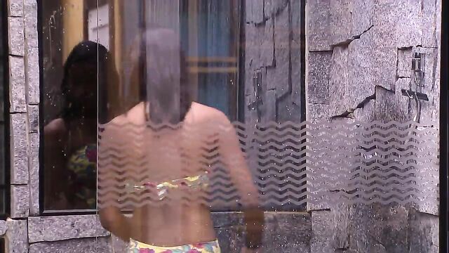 Hot ebony babe Paula Amorim gets fucked in the bathroom