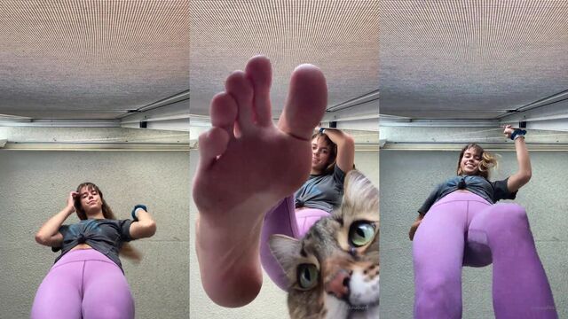Giantess with big feet and long slender soles crushing in shorts