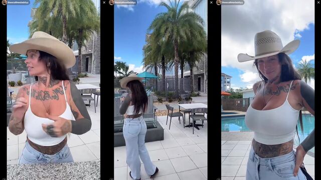Tatted PAWG shows off her cam in white top and jeans