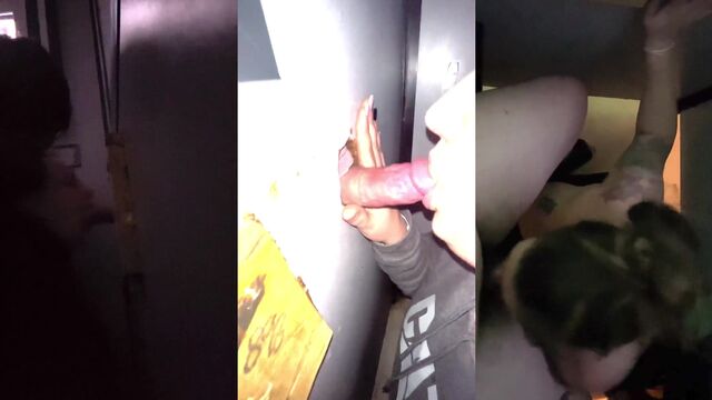 My slut wife is a gloryhole bj artist, taking loads for our couple