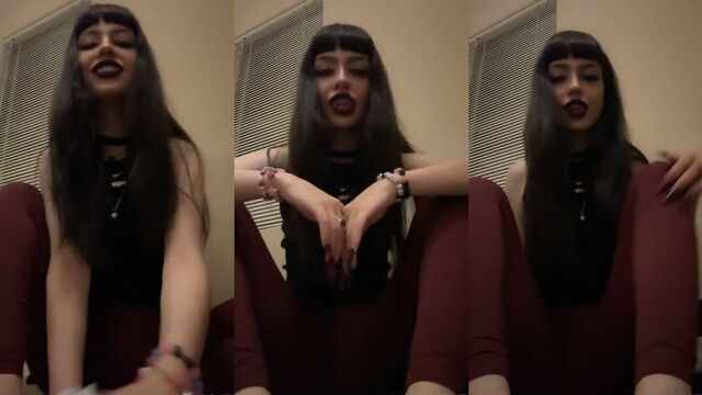 Goth girl in nylons gets her feet worshiped and humiliated