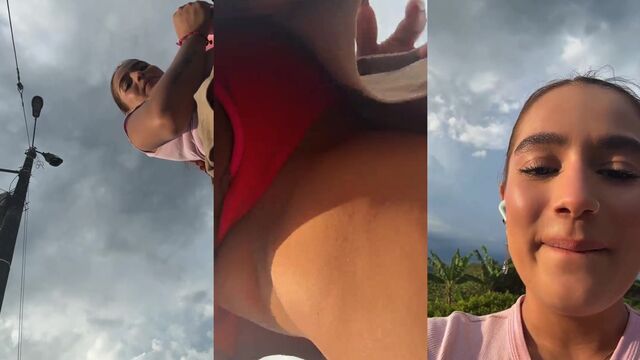 A pretty woman has sex on the side of the road
