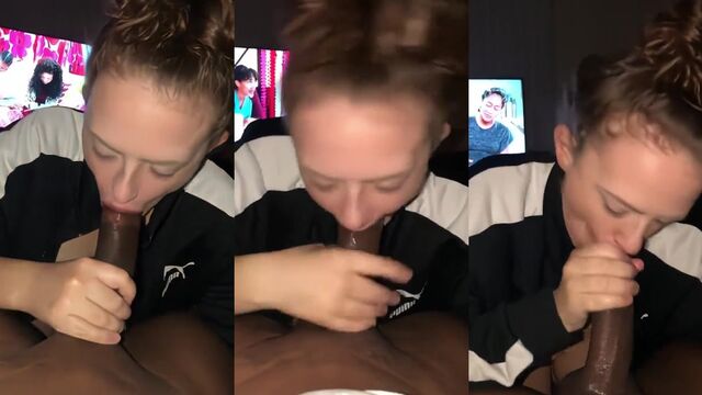 SnowBunny teen gets her BBC sucking skills showcased in public