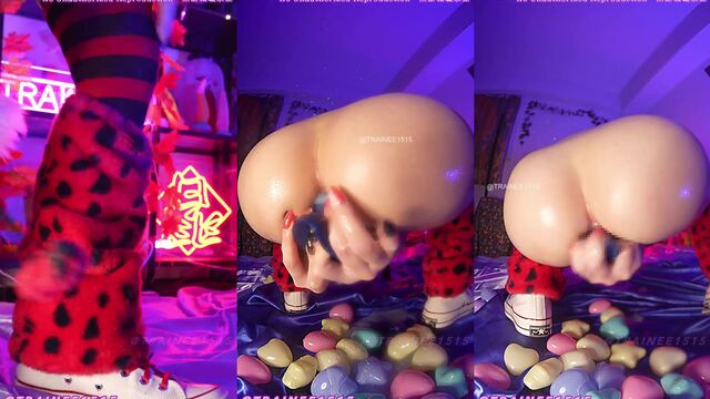 Japanese girl has anal sex with a glass dildo