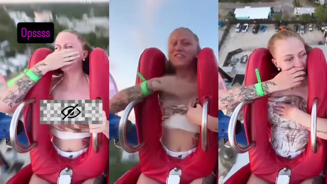 A girl had a slight nip slip on the roller coaster