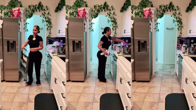 A thick Mexican with a big ass performs at work
