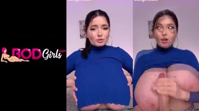 Colombian girl Ema Ribeiro shows off her huge boobs