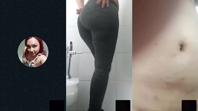 Videocall with a mature woman while her husband works