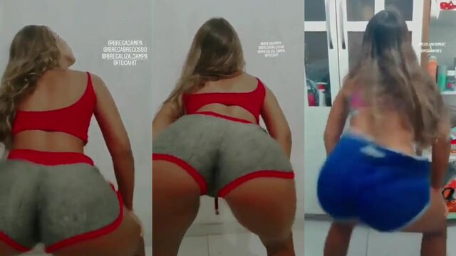 A hot young woman dances funk with her ass in the air