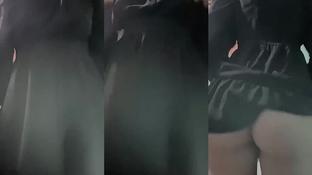 A young and juicy chick got out of control and masturbated on the street