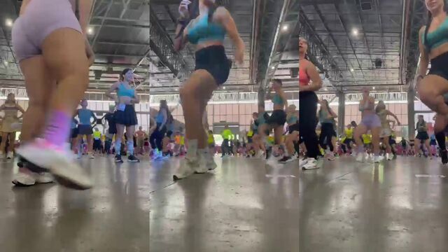 Lina María teaches zumba class with a very sexy outfit