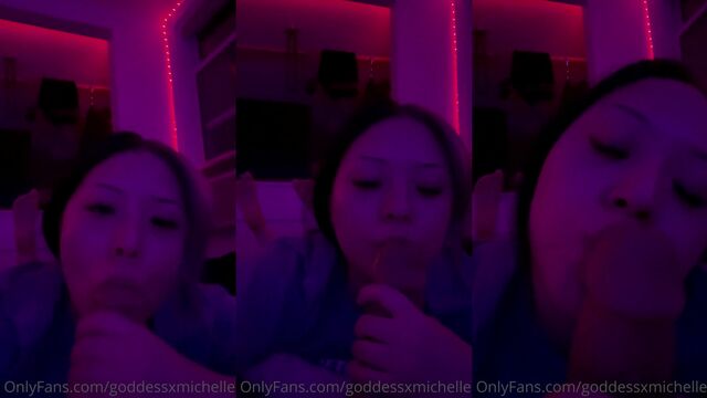 Asian funsized goddess worshipping with sloppy mouth and fine ass in bwc action
