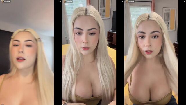 Big tits blonde gets her cleavage shown off on TikTok live