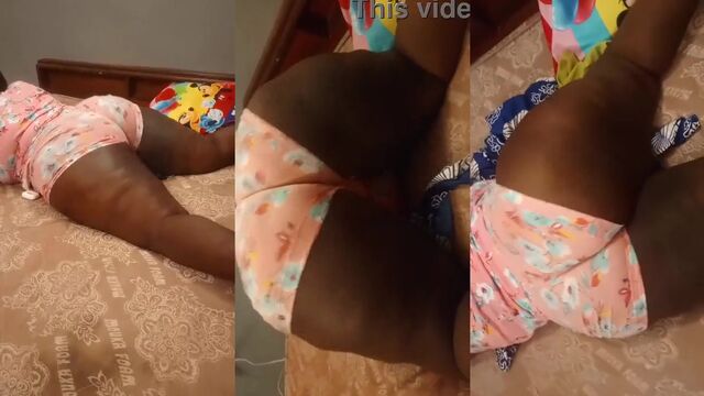 Big round ebony bubble butt babe gets her massive booty clapped and cum covered