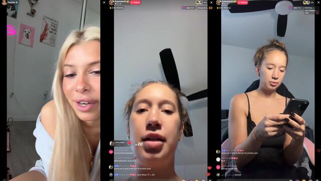 TikTok live show with blonde PAWG getting out of her shirt