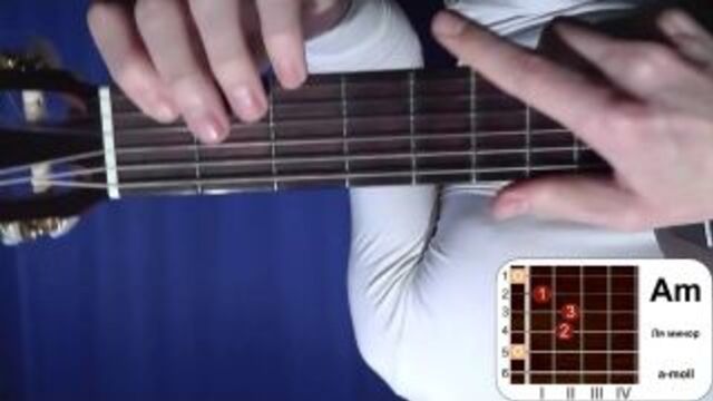 vse.urokimusic.ru Аккорд Am. Ля минор. a-moll.как играть.позиция 1. Обучение играть на гитаре