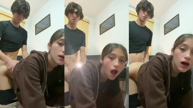 The young Latin girl passionately fucks with her boyfriend at home