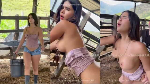 The couple enjoys sex on the farm with intense passion